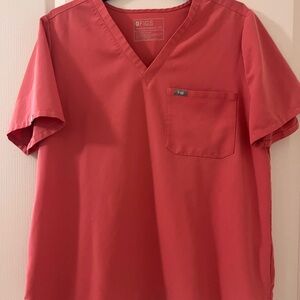 Figs Coral V-Neck Short Sleeve Tee